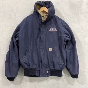 VTG Carhartt FR Jacket Men XL Blue Flame‎ Resistant Duck Canvas Bomber Coat 2112